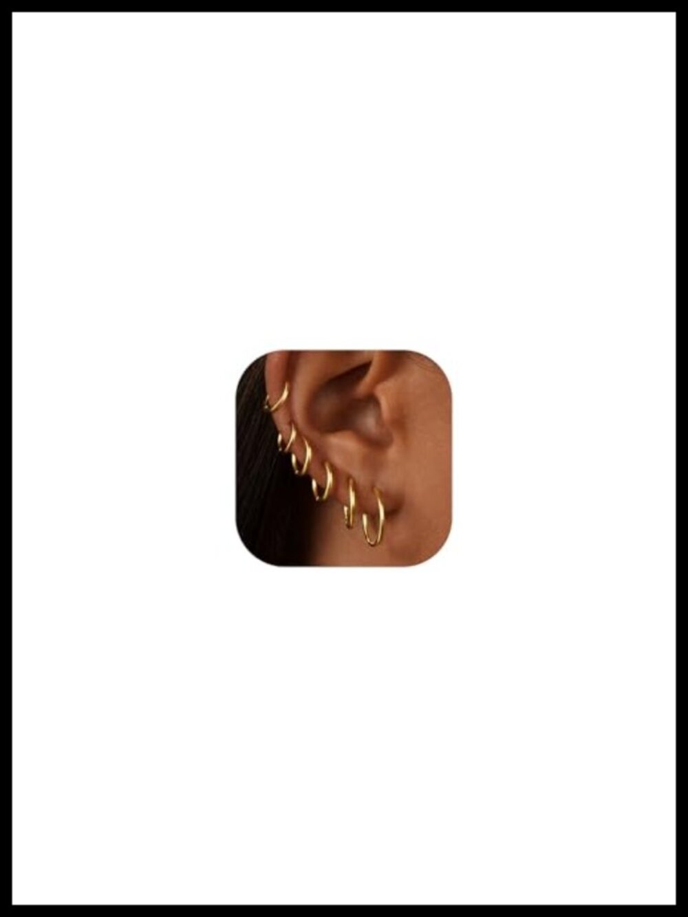 6 Pairs Gold Hoop Earrings 14K Gold-plated Stainless Steel Set
